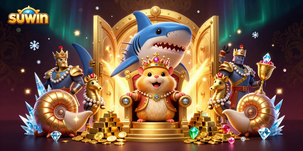 Suwin offers thrilling gaming with a golden hamster king amidst treasure, embodying excitement and fortune.