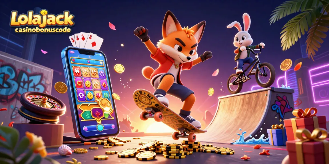 Experience the excitement of the Lolajack casinobonuscode with dynamic characters and vibrant casino scenes.